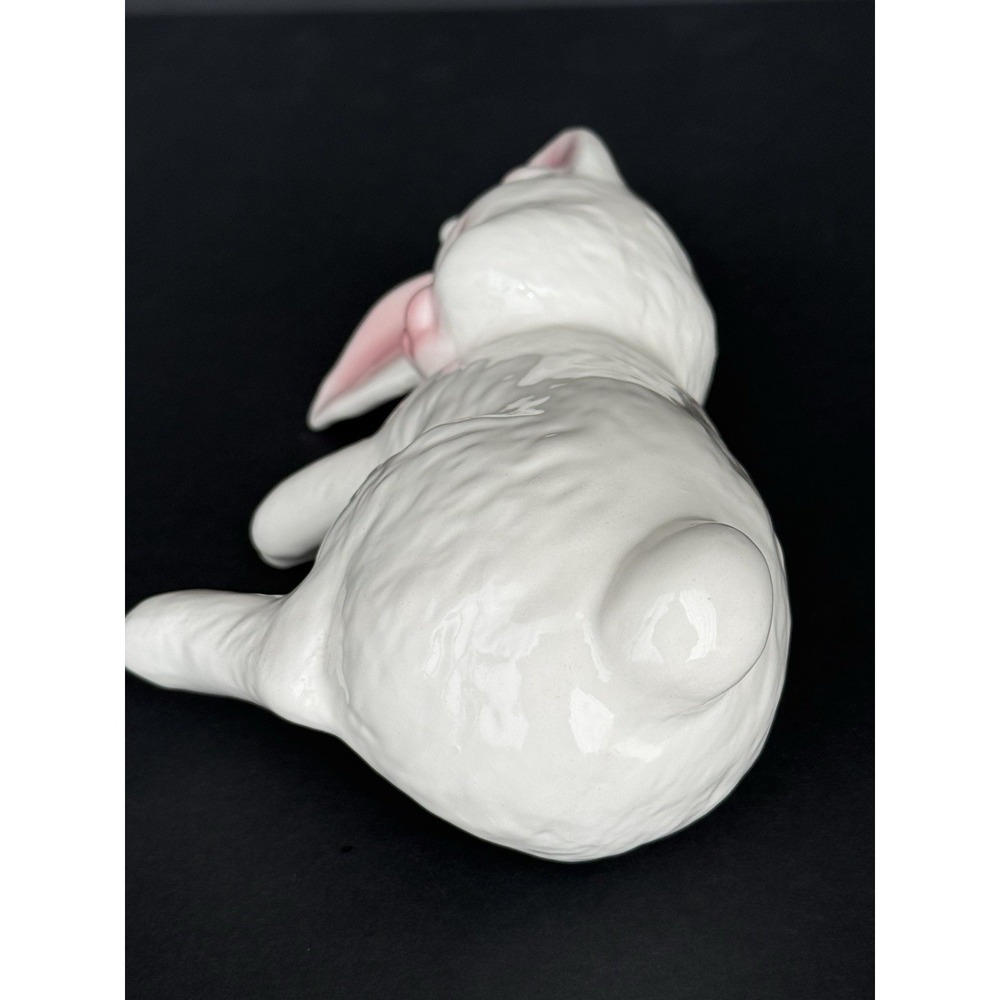 Vintage Sleeping Bunny Rabbit Ceramic Shelf Sitter/Mantel Display White/Pink USA - Picture 5 of 11